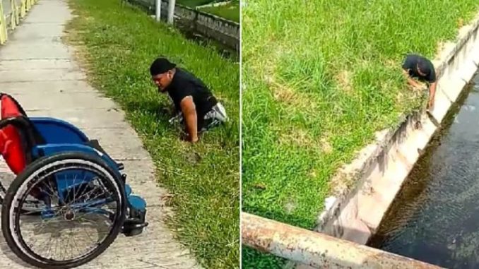Disabled-Man-Gets-Out-Of-His-Wheelchair-And-Risks-His-Life-To-Save-Kitten-Stuck-In-Drain-1-768x403
